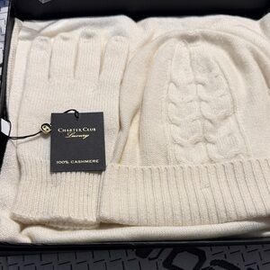 Charter Club Ivory Cashmere Hat and Gloves Set